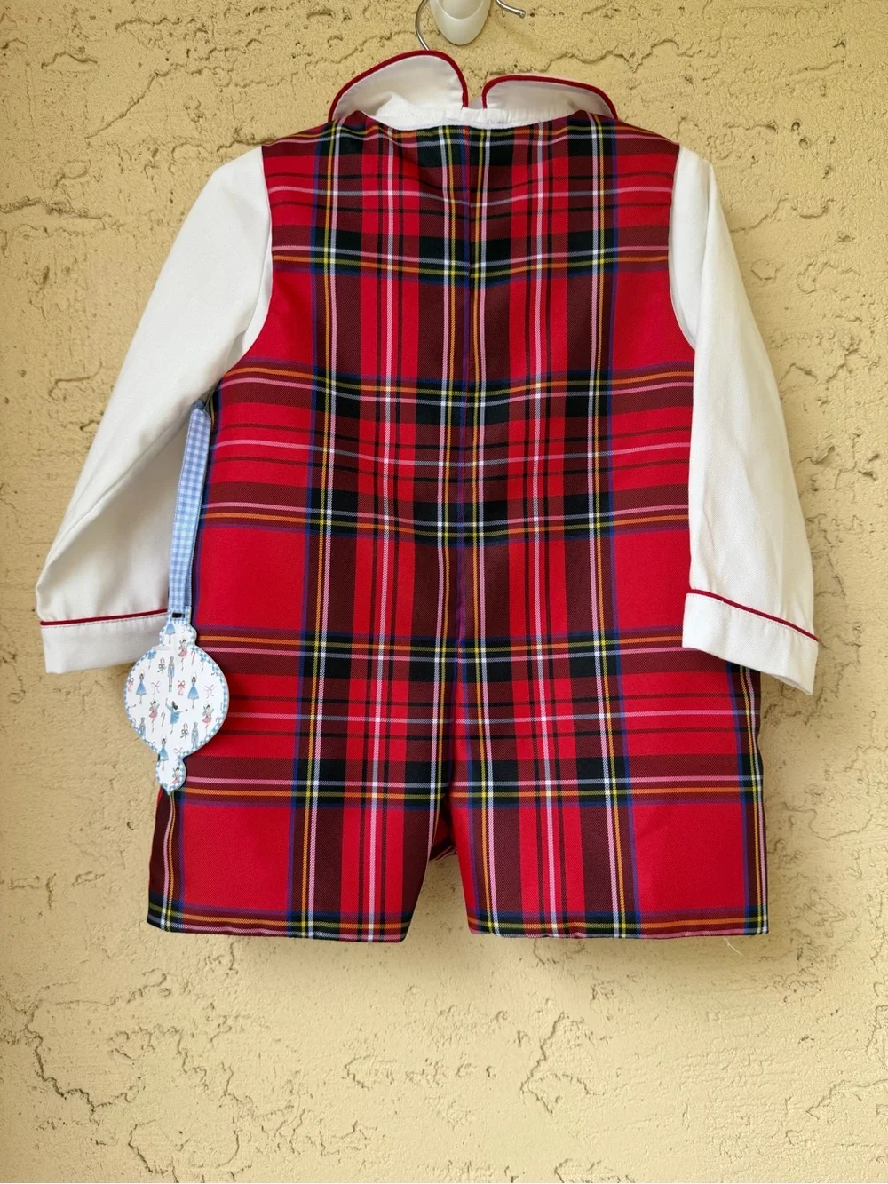 NWT Edgehill Collection x The Broke Brooke Red Tartan Plaid Jon Jon Romper 18M